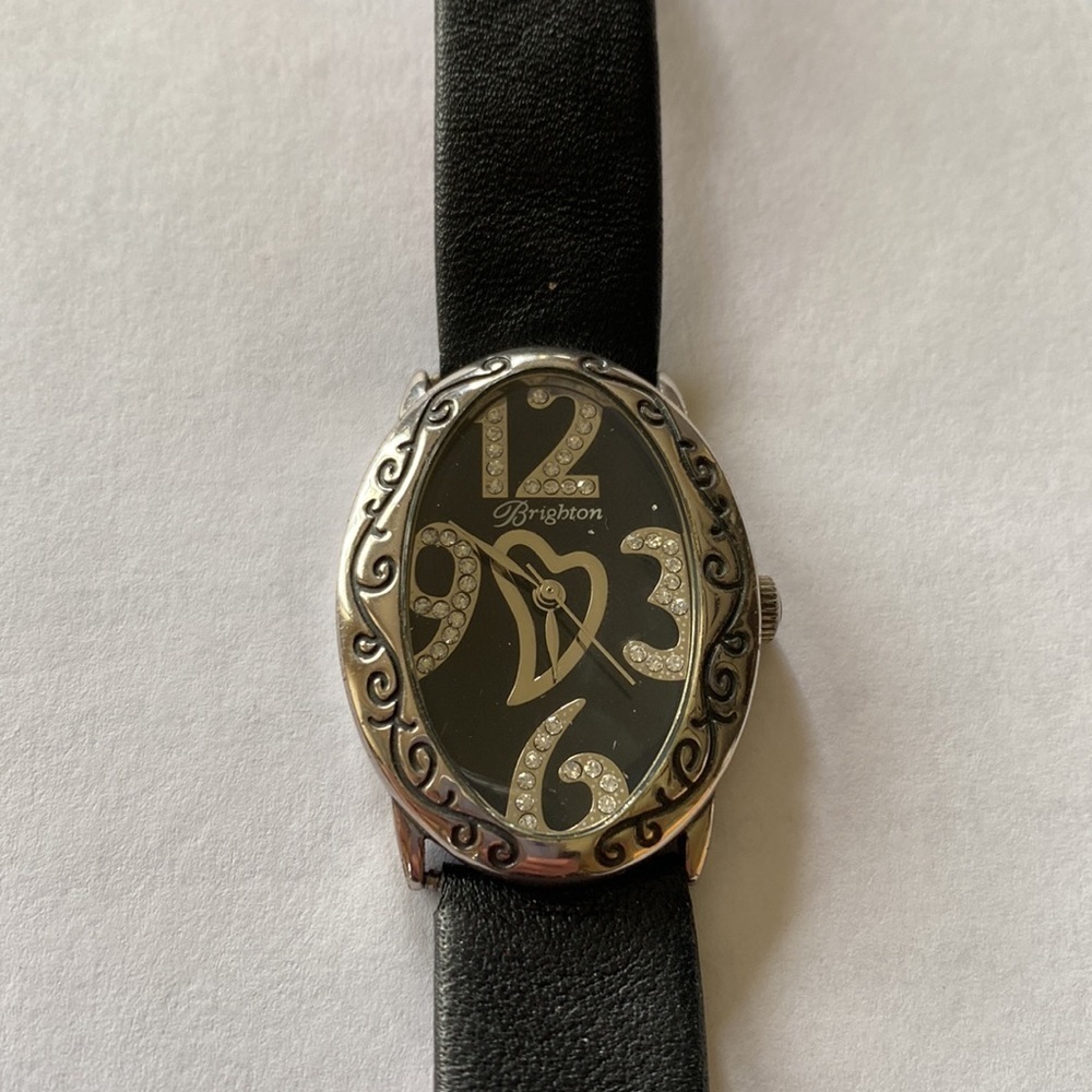 Brighton black leather and silver Cadiz watch